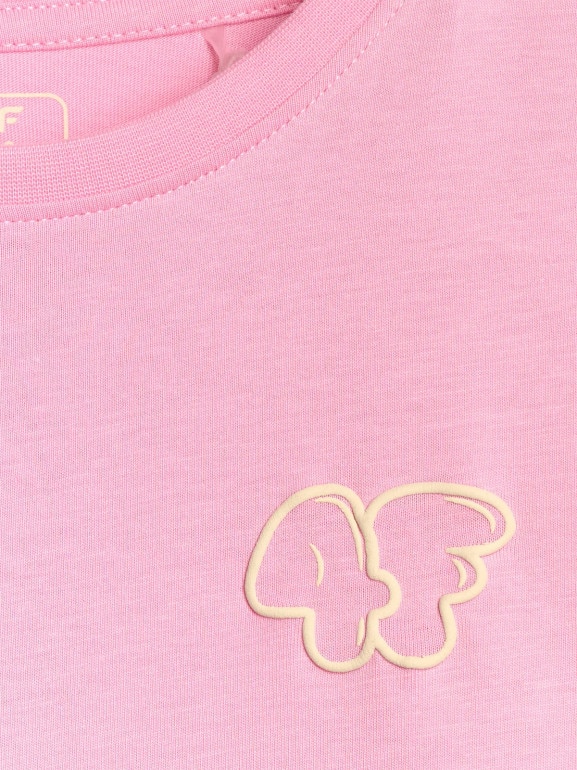 Dziewczęcy t-shirt z nadrukiem 4F 4FJRAW25TTSHF3199 - różowy