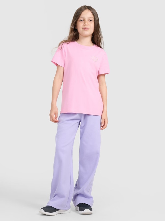 Dziewczęcy t-shirt z nadrukiem 4F 4FJRAW25TTSHF3199 - różowy