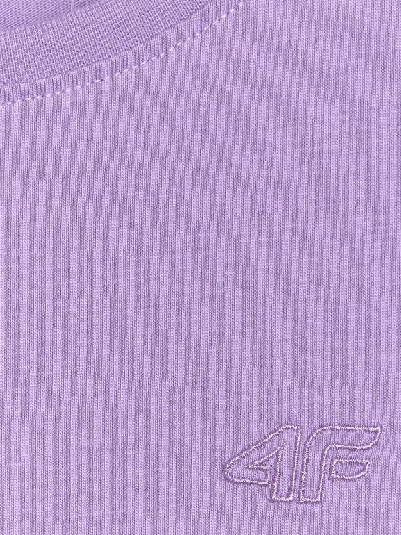 Dziewczęcy t-shirt bez nadruku 4F 4FJRAW25TTSHF3233 - fioletowy