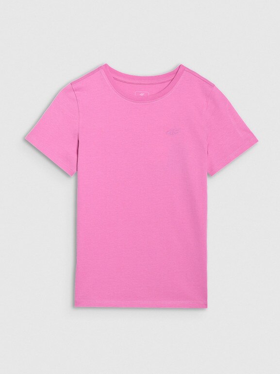 Dziewczęcy t-shirt bez nadruku 4F 4FJRAW25TTSHF3233 - różowy