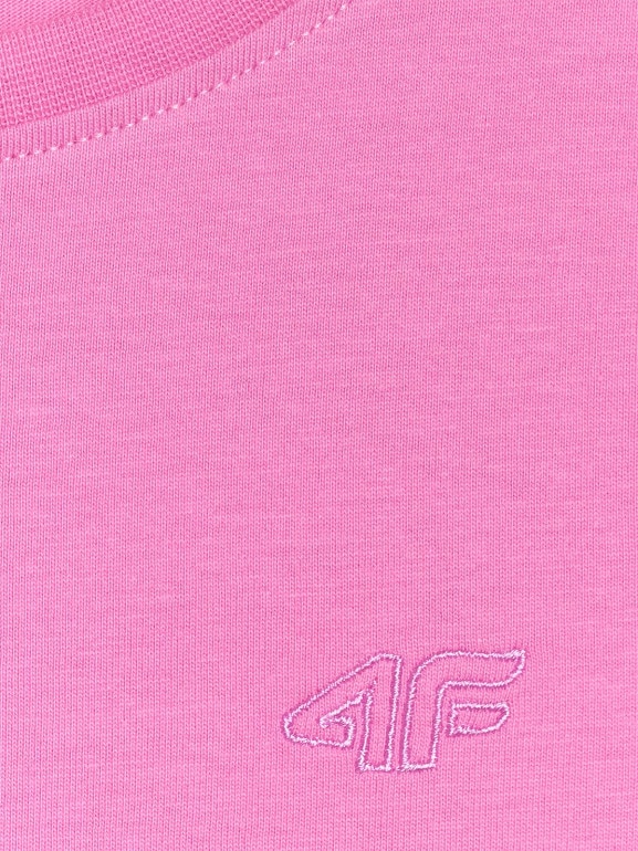Dziewczęcy t-shirt bez nadruku 4F 4FJRAW25TTSHF3233 - różowy