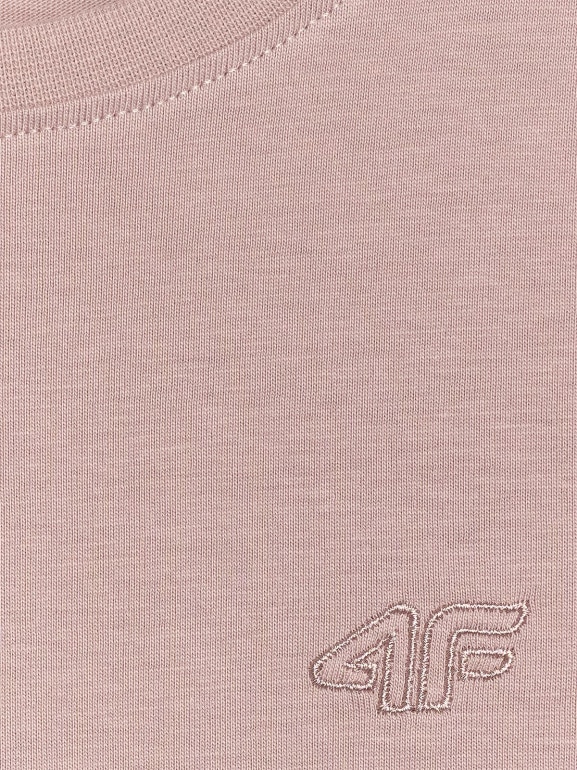 Dziewczęcy t-shirt bez nadruku 4F 4FJRAW25TTSHF3233 - beżowy