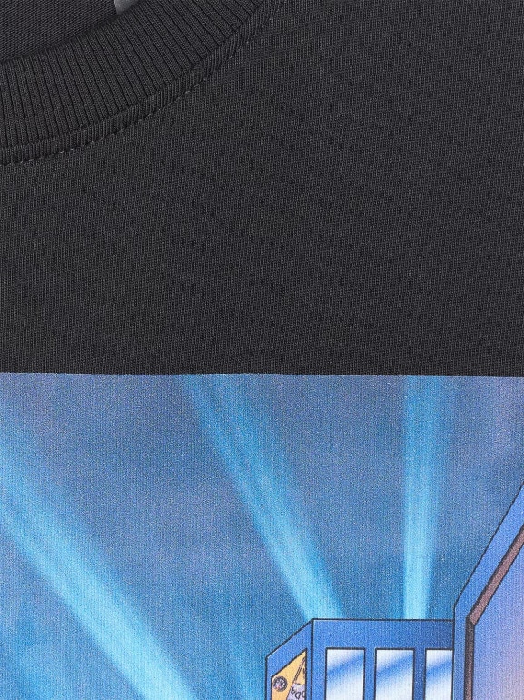 Chłopięcy t-shirt z nadrukiem 4F 4FJRAW25TTSHM3061 - czarny