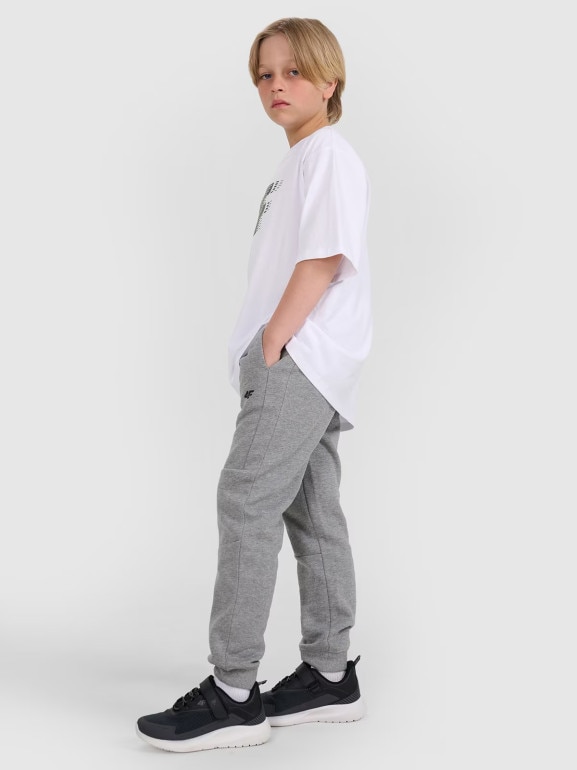 Chłopięcy t-shirt z nadrukiem 4F 4FJRAW25TTSHM3165 - biały