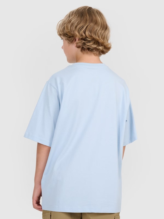 Chłopięcy t-shirt oversize z nadrukiem 4F 4FJRAW25TTSHM3206 - niebieski