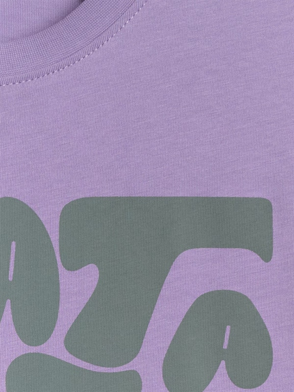 Chłopięcy t-shirt oversize z nadrukiem 4F 4FJRAW25TTSHM3207 - fioletowy