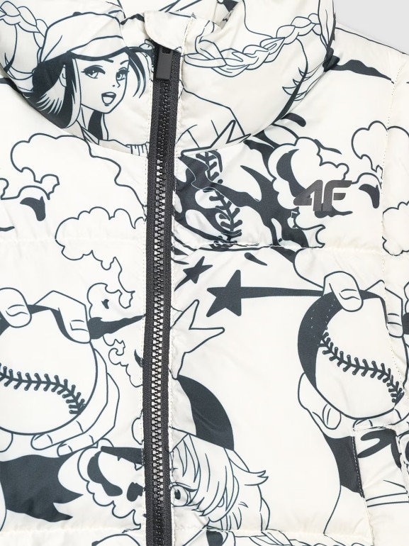 Dziewczęcy bezrękawnik puchowy 4F 4FJRAW25TVJAF320 - biały