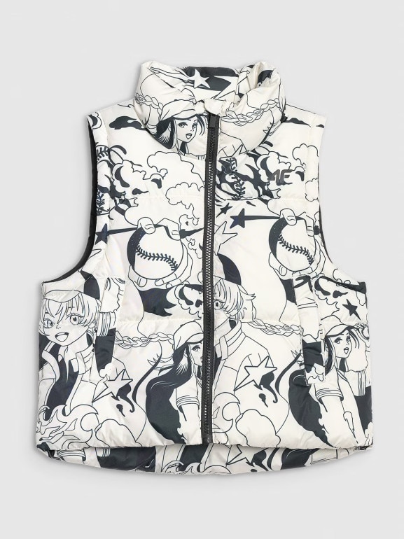 Dziewczęcy bezrękawnik puchowy 4F 4FJRAW25TVJAF320 - biały