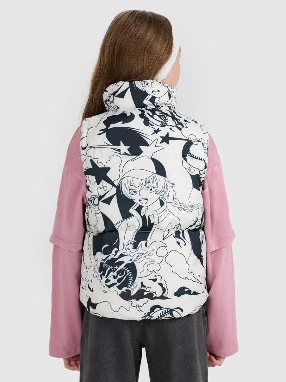 Dziewczęcy bezrękawnik puchowy 4F 4FJRAW25TVJAF320 - biały