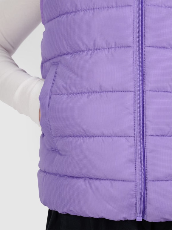 Dziewczęcy bezrękawnik pikowany 4F 4FJRAW25TVJAF322 - fioletowy