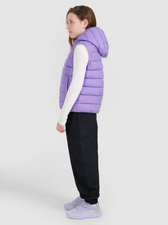 Dziewczęcy bezrękawnik pikowany 4F 4FJRAW25TVJAF322 - fioletowy