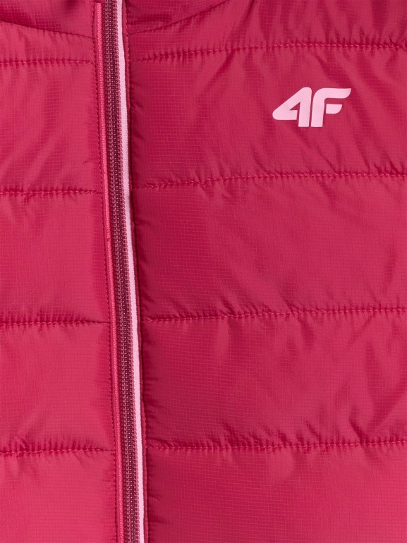 Dziewczęcy bezrękawnik pikowany 4F 4FJRAW25TVJAF322 - różowy