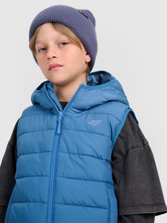 Chłopięcy bezrękawnik pikowany 4F 4FJRAW25TVJAM324 - niebieski