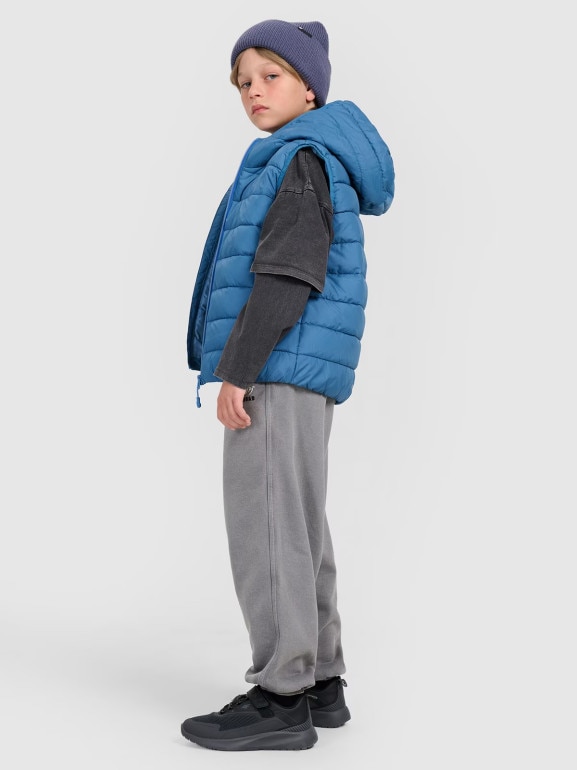 Chłopięcy bezrękawnik pikowany 4F 4FJRAW25TVJAM324 - niebieski