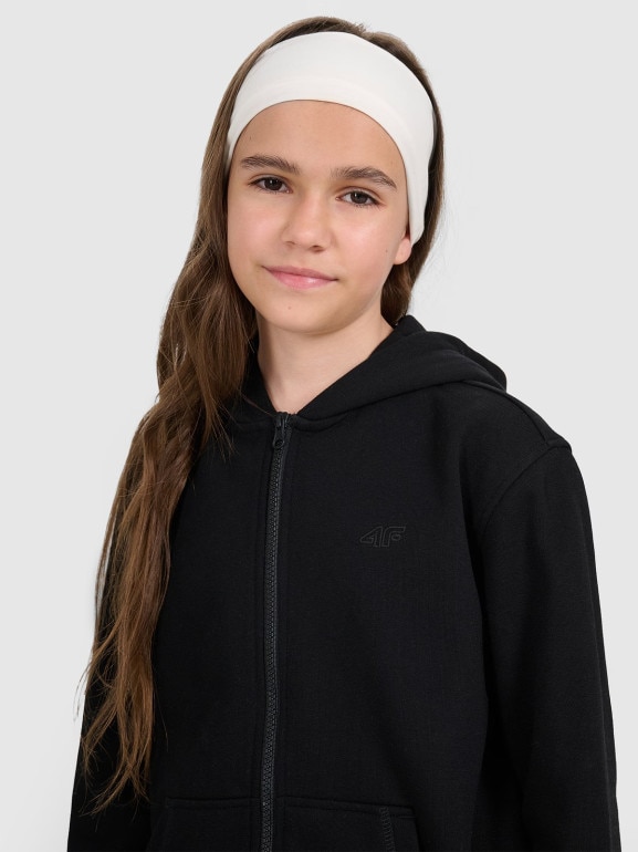 Dziewczęca bluza rozpinana z kapturem 4F 4FJRMM00TSWSF2464 - czarny
