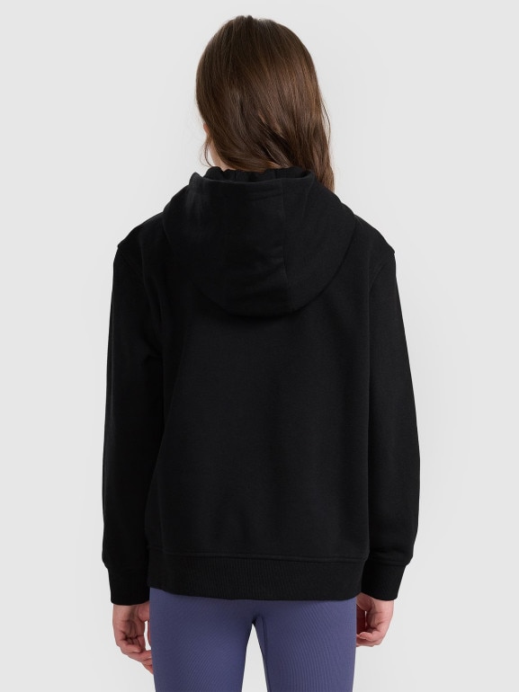 Dziewczęca bluza rozpinana z kapturem 4F 4FJRMM00TSWSF2464 - czarny