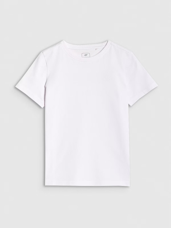 Chłopięcy t-shirt bez nadruku 4F 4FJRMM00TTSHM3254 - biały