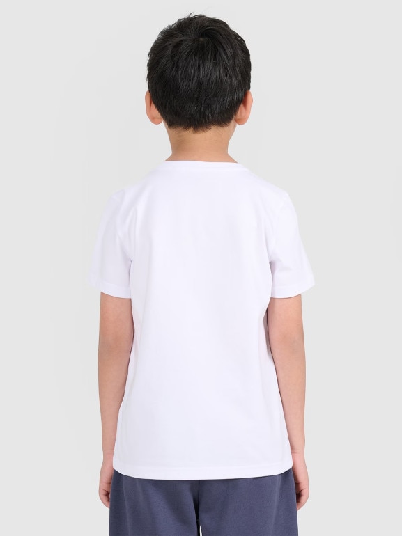 Chłopięcy t-shirt bez nadruku 4F 4FJRMM00TTSHM3254 - biały