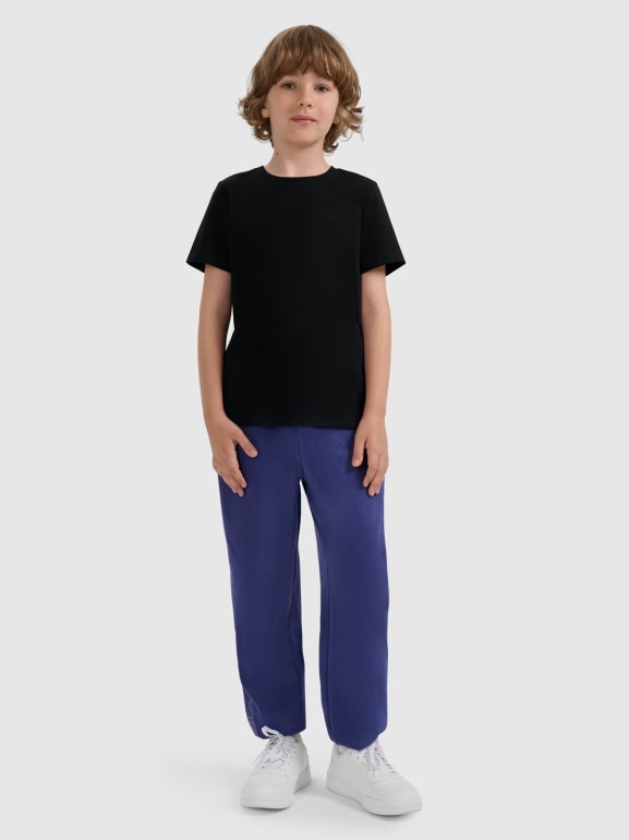 Chłopięcy t-shirt bez nadruku 4F 4FJRMM00TTSHM3254 - czarny