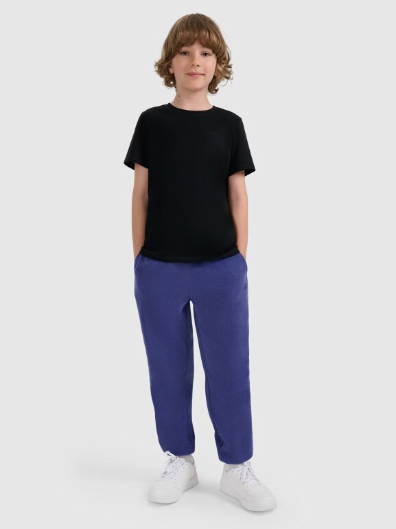 Chłopięcy t-shirt bez nadruku 4F 4FJRMM00TTSHM3254 - czarny