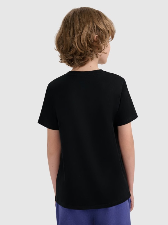 Chłopięcy t-shirt bez nadruku 4F 4FJRMM00TTSHM3254 - czarny