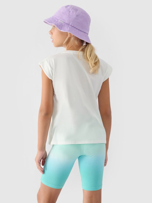 Dziewczęcy top z nadrukiem 4F 4FJRSS24TTSHF2052 - biały