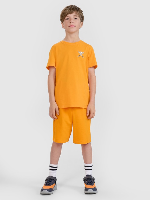 Chłopięce spodenki dresowe 4F 4FJRSS25TSHOM684 - pomarańczowe