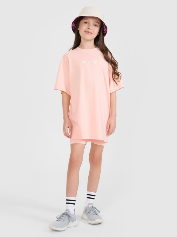 Dziewczęce legginsy kolarki 4F 4FJRSS25TSTIF019 - różowe