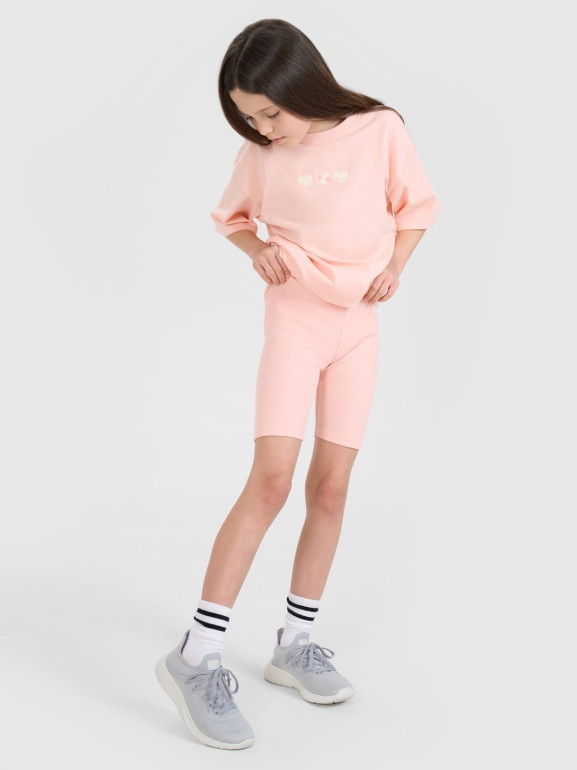 Dziewczęce legginsy kolarki 4F 4FJRSS25TSTIF019 - różowe