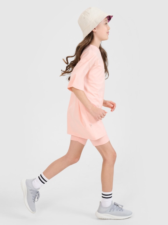 Dziewczęce legginsy kolarki 4F 4FJRSS25TSTIF019 - różowe