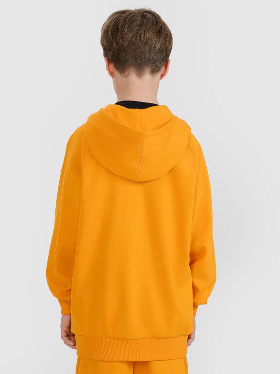 Chłopięca bluza dresowa rozpinana z kapturem 4F 4FJRSS25TSWSM2103 - pomarańczowa