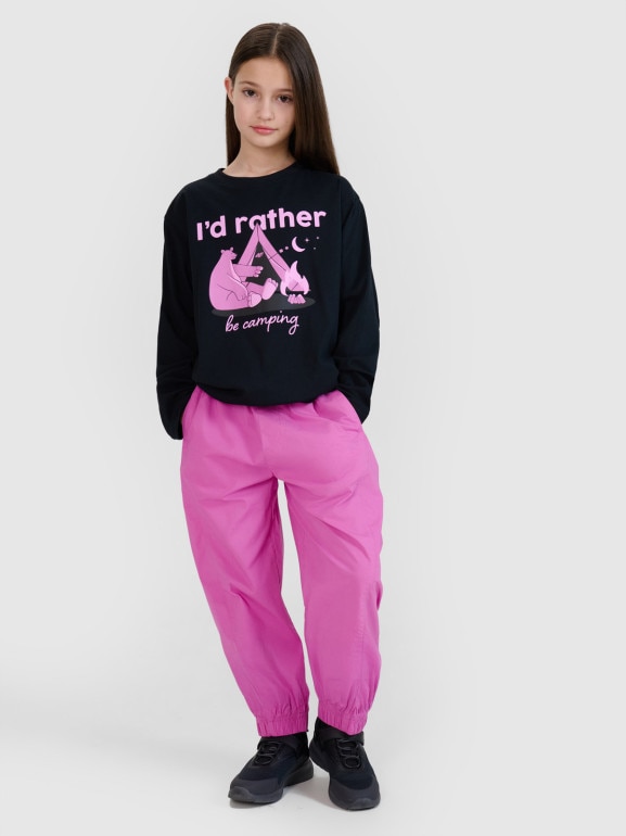 Dziewczęca spodnie dresowe joggery 4F 4FJRSS25TTROF1465 - różowe