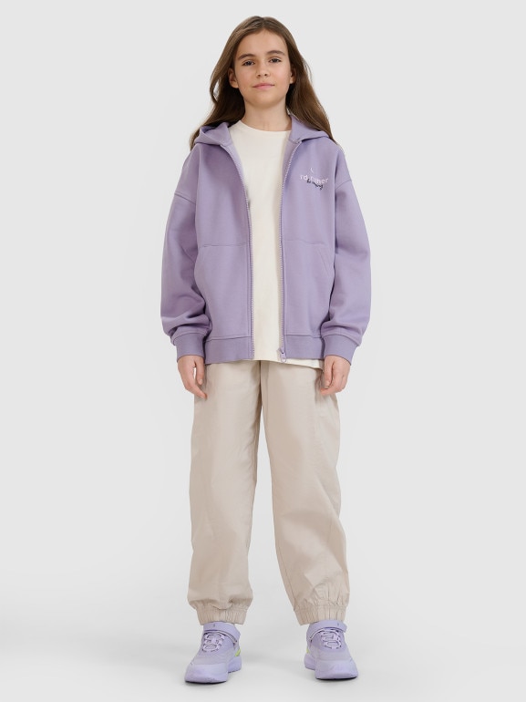 Dziewczęca spodnie dresowe joggery 4F 4FJRSS25TTROF1465 - beżowe