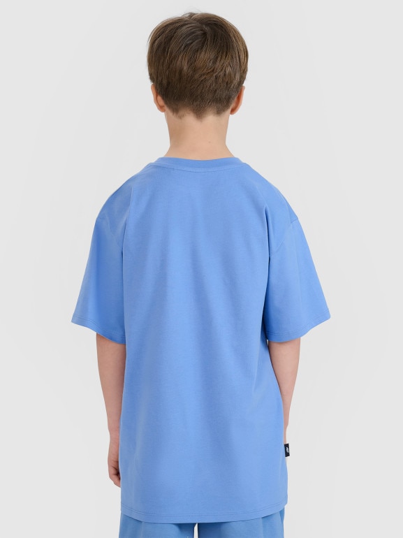 Chłopięcy t-shirt z nadrukiem 4F 4FJRSS25TTSHM2640 - niebieski