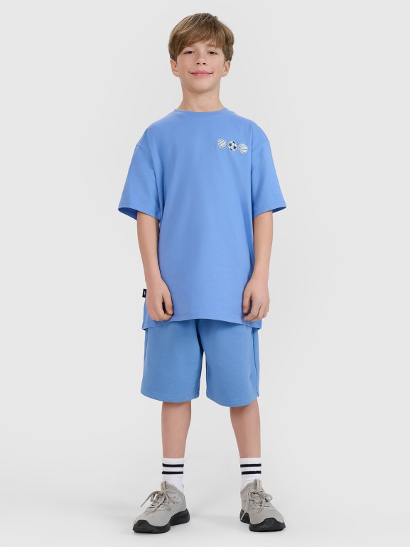 Chłopięcy t-shirt z nadrukiem 4F 4FJRSS25TTSHM2640 - niebieski