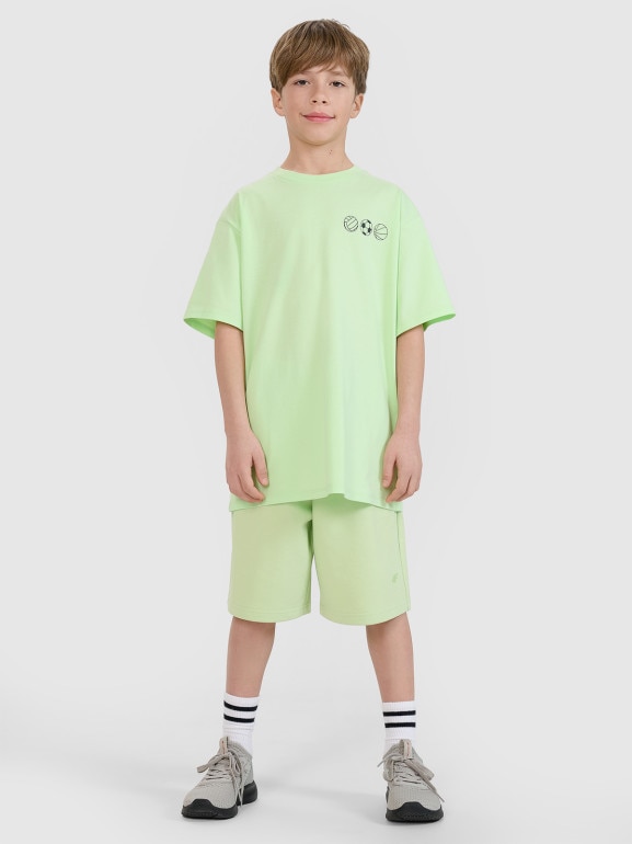 Chłopięcy t-shirt z nadrukiem 4F 4FJRSS25TTSHM2640 - zielony