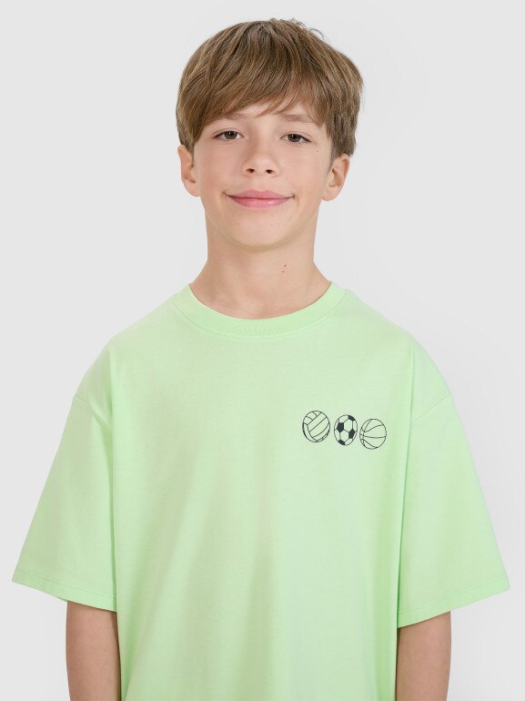 Chłopięcy t-shirt z nadrukiem 4F 4FJRSS25TTSHM2640 - zielony