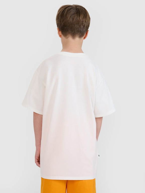 Chłopięcy t-shirt z nadrukiem 4F 4FJRSS25TTSHM2641 - biały