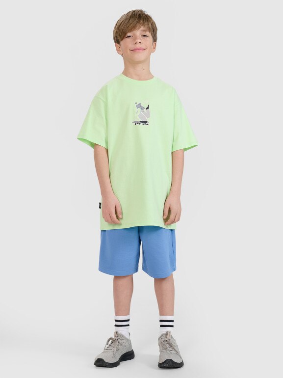 Chłopięcy t-shirt z nadrukiem 4F 4FJRSS25TTSHM2641 - zielony