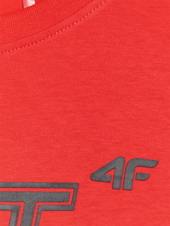 Dziecięcy t-shirt z nadrukiem 4F 4FJRSS25TTSHU3296 - czerwona
