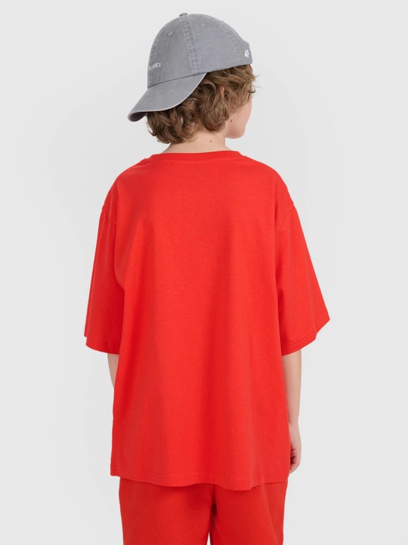Dziecięcy t-shirt z nadrukiem 4F 4FJRSS25TTSHU3296 - czerwona
