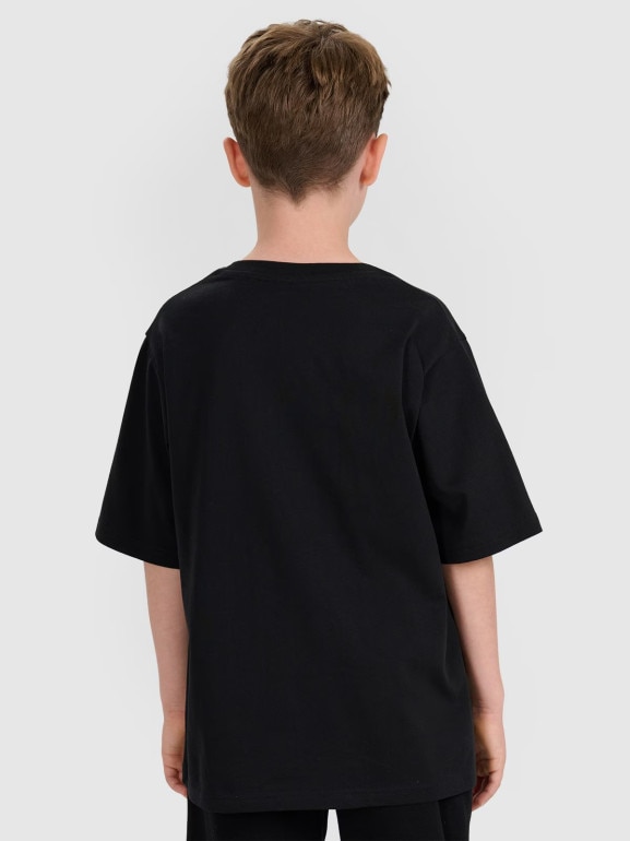 Dziecięca koszulka z nadrukiem 4F 4FJRSS25TTSHU3297 - czarna