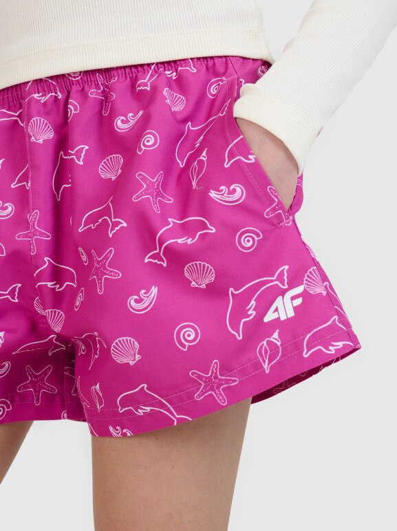 Dziewczęce spodenki plażowe 4F 4FJRSS25UBDSF179 - multikolor