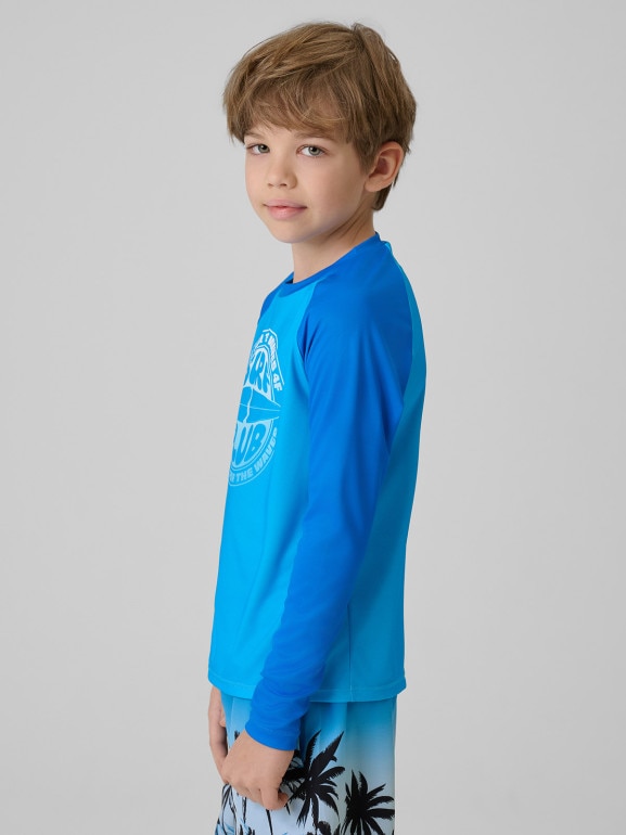Chłopięcy longsleeve do pływania UPF50+ 4F 4FJRSS26TFLOM665 - niebieski