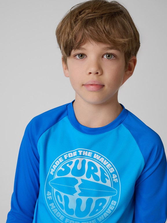 Chłopięcy longsleeve do pływania UPF50+ 4F 4FJRSS26TFLOM665 - niebieski