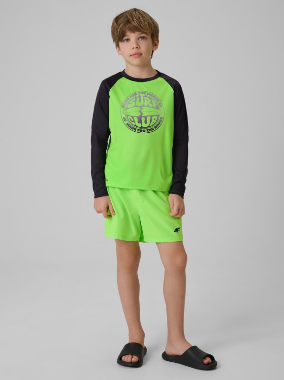 Chłopięcy longsleeve do pływania UPF50+ 4F 4FJRSS26TFLOM665 - zielony