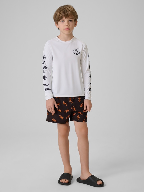 Chłopięcy longsleeve do pływania UPF50+ 4F 4FJRSS26TFLOM696 - biały
