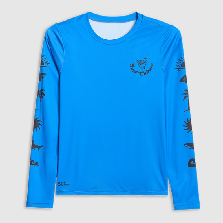 Chłopięcy longsleeve do pływania UPF50+ 4F 4FJRSS26TFLOM696 - niebieski