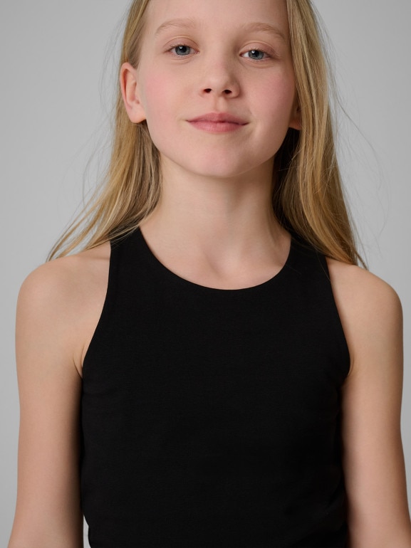 Dziewczęcy crop top 4F 4FJRSS26TSLEF327 - czarny