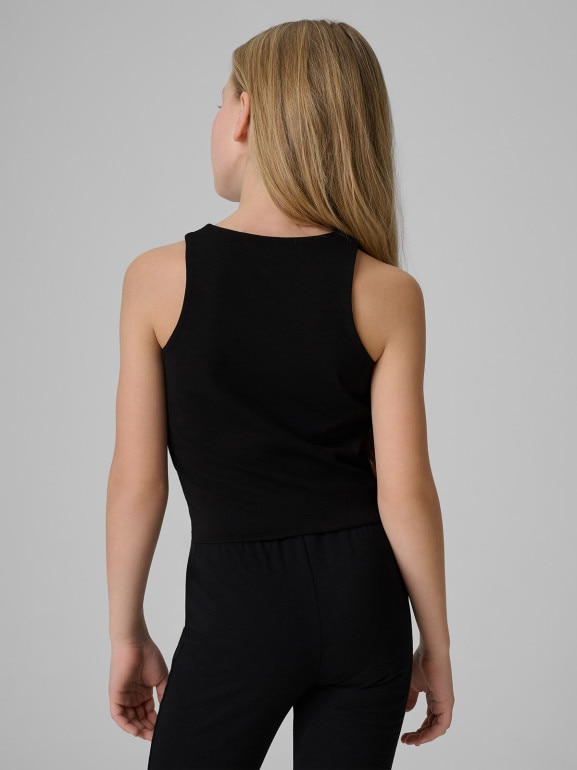 Dziewczęcy crop top 4F 4FJRSS26TSLEF327 - czarny